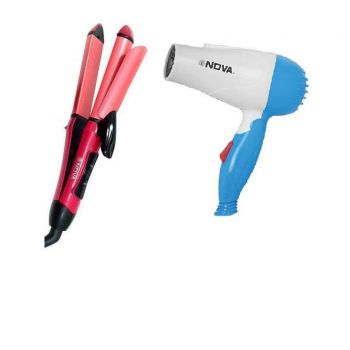 Combo of Nova Hair Dryer 2 in 1 Hair Styler - Hair Straightners - Best Price in Pakistan - HitShop.pk